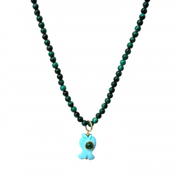 COLLANA PESCE MALACHITE E...